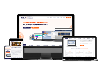 multiple devices with Vision Software website on screen built by IMIRA Solutions